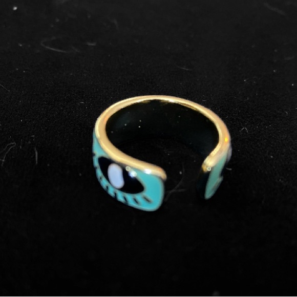 ✨Free with other purchase✨ Mystical Evil Eye Enamel and Gold Metal Ring size 6 - Picture 2 of 2